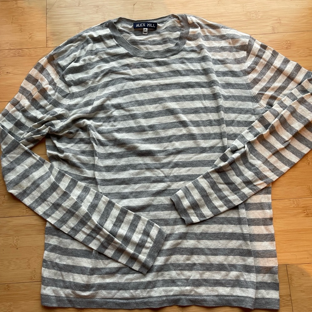 Alex Mill Thin Gauzy Premium Striped Cotton Sweater - M